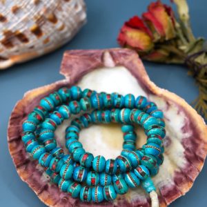 Blue Turquoise Yak Bone Bead Strand product image