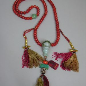 Coral prayer beads close-up detail