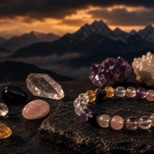 Crystal intention bracelet guide image with dark mystical stones