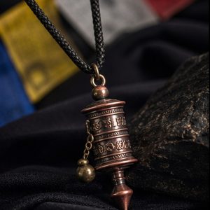Lhasa Prayer Wheel Pendant Necklace dark Tibetan-inspired product scene