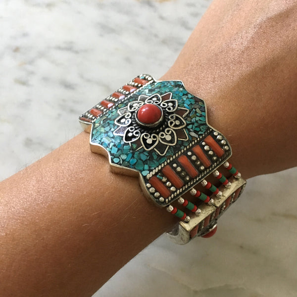 Nepal Turquoise Bone Wrap Bracelet product image