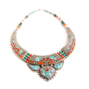 Turquoise Coral Bone Collar Necklace product image