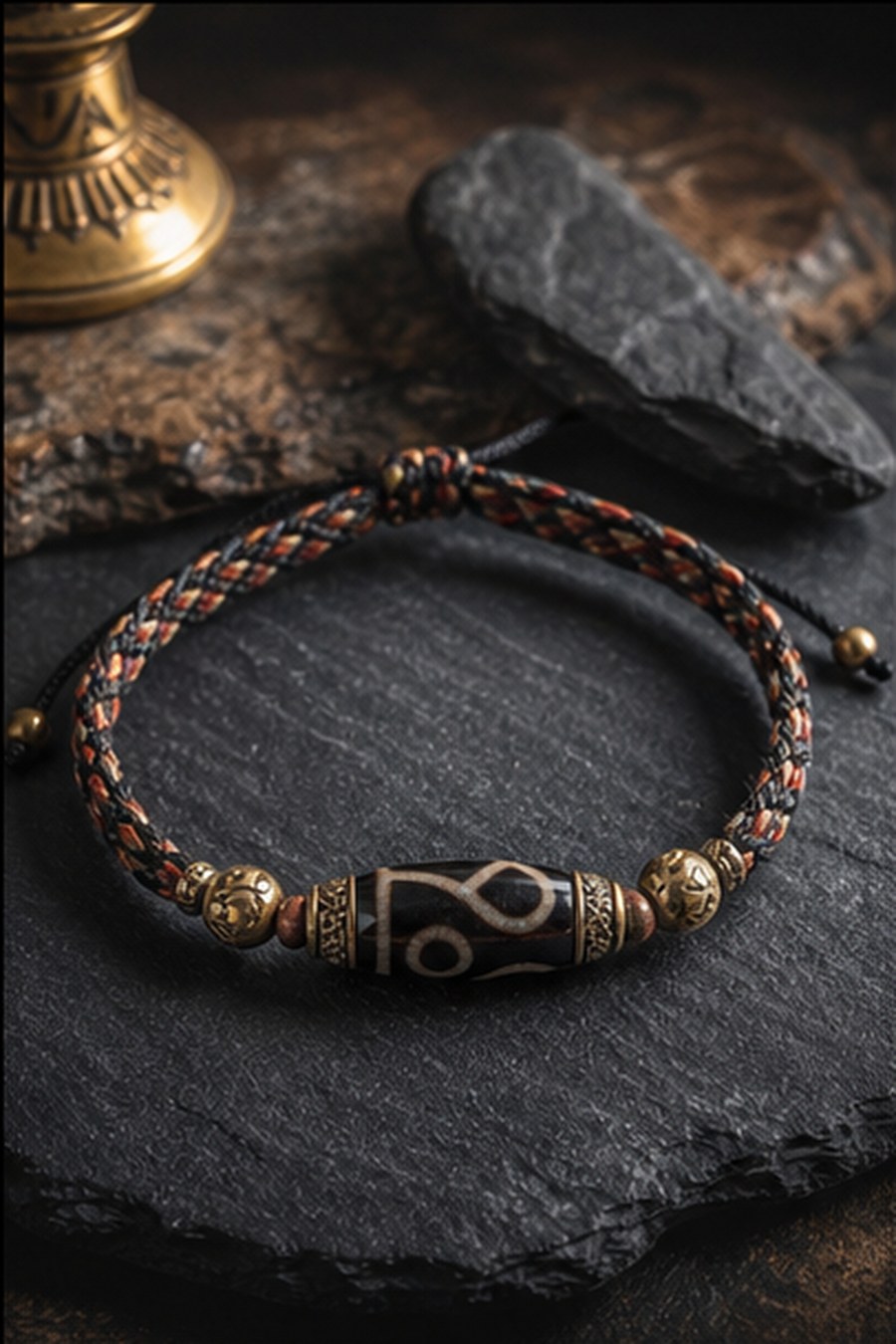 Dzi braided cord bracelet